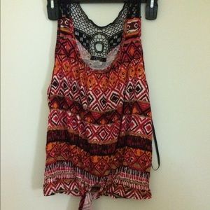 Fun printed tie up top